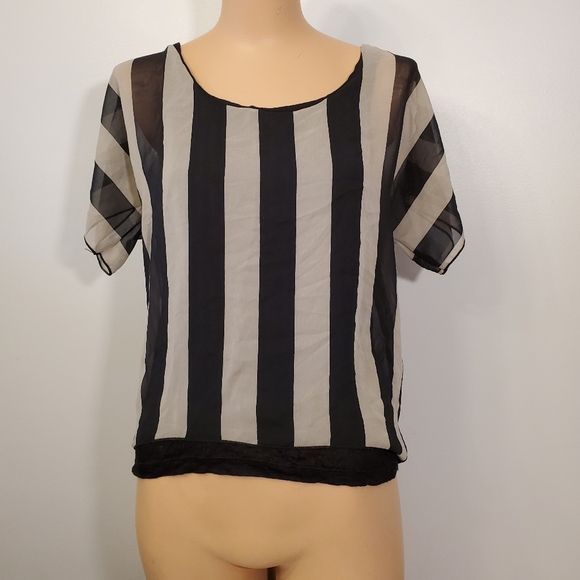 intro. Tops - Sheer Striped Blouse